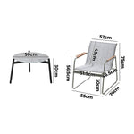 3PCS Outdoor Bistro Set Patio Chair 50cm Coffee Table Textilene