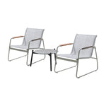3PCS Outdoor Bistro Set Patio Chair 50cm Coffee Table Textilene
