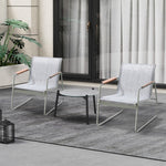 3PCS Outdoor Bistro Set Patio Chair 50cm Coffee Table Textilene