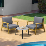 3PCS & 2 PCS Outdoor Patio Set Grey 50cm Coffee Table Rattan Chairs