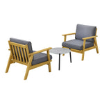 3PCS & 2 PCS Outdoor Patio Set Grey 50cm Coffee Table Rattan Chairs