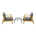 3PCS & 2 PCS Outdoor Patio Set Grey 50cm Coffee Table Rattan Chairs