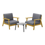 3PCS & 2 PCS Outdoor Patio Set Grey 50cm Coffee Table Rattan Chairs