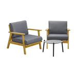 3PCS & 2 PCS Outdoor Patio Set Grey 50cm Coffee Table Rattan Chairs