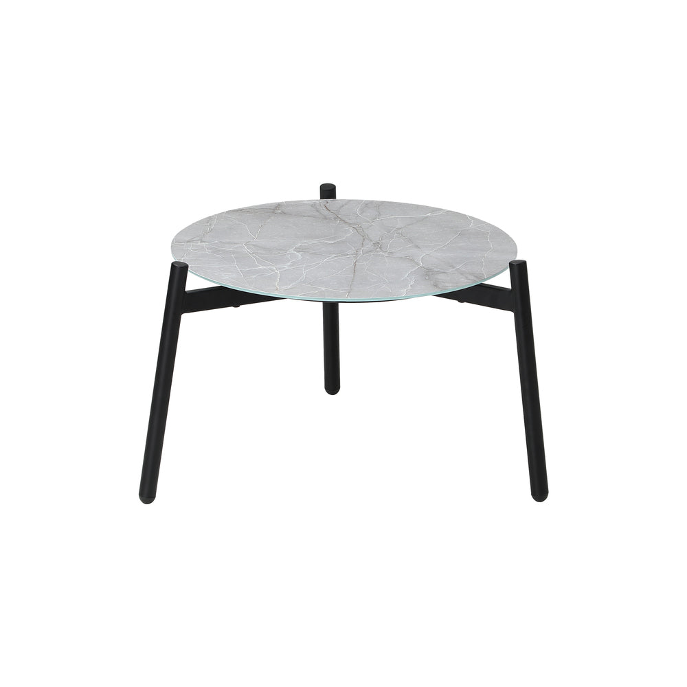 3PCS Outdoor Patio Set Grey & Black 50cm Coffee Table Rattan Chairs