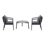 3PCS Outdoor Patio Set 70cm & 50cm Coffee Table Grey Chairs