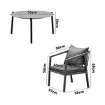 3PCS Outdoor Patio Set 70cm & 50cm Coffee Table Grey Chairs