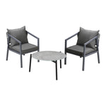 3PCS Outdoor Patio Set 70cm & 50cm Coffee Table Grey Chairs