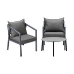 3PCS Outdoor Patio Set 70cm & 50cm Coffee Table Grey Chairs