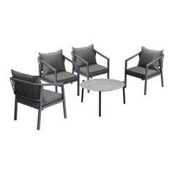 4 Seater Outdoor Patio Set Grey 70cm Coffee Table