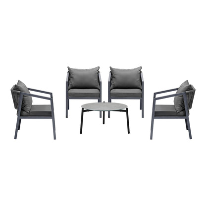 4 Seater Outdoor Patio Set Grey 70cm Coffee Table