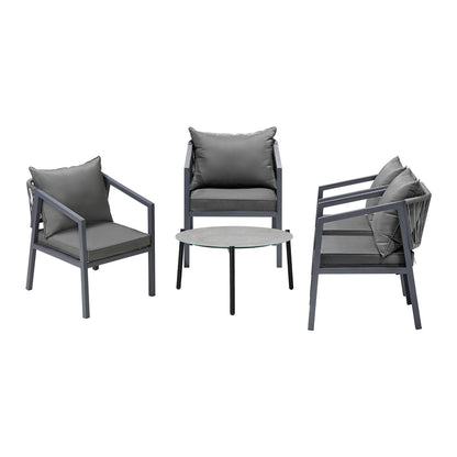 4 Seater Outdoor Patio Set Grey 70cm Coffee Table