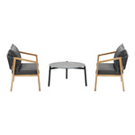3PCS Outdoor Patio Set 70cm Coffee Table Natural Chairs