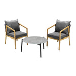 3PCS Outdoor Patio Set 70cm Coffee Table Natural Chairs