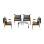 5PCS Outdoor Patio Set 70cm Coffee Table Grey and Natural Chairs