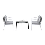 3PCS Outdoor Patio Setting Grey 70cm & 50cm Coffee Table