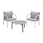 3PCS Outdoor Patio Setting Grey 70cm & 50cm Coffee Table