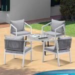 5PCS Outdoor Patio Set 70cm Coffee Table 4 Armchairs