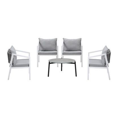 5PCS Outdoor Patio Set 70cm Coffee Table 4 Armchairs