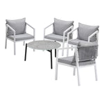 5PCS Outdoor Patio Set 70cm Coffee Table 4 Armchairs