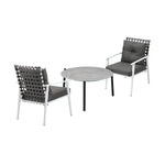 3pc Outdoor Lounge Sets 70CM Grey & White Round Table Rattan Chairs