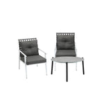 3pc Outdoor Lounge Sets 70CM Grey & White Round Table Rattan Chairs