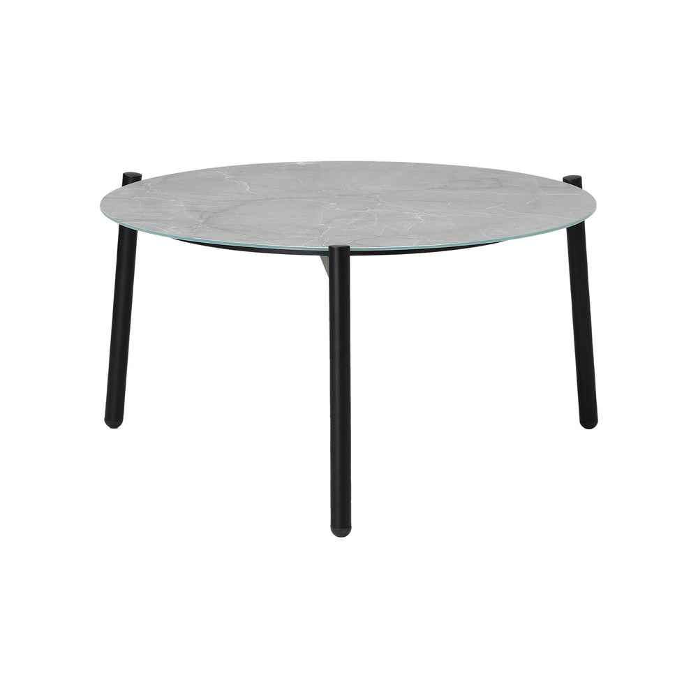 5pc Outdoor Patio Setting 70cm Table White Grey & Black Armchairs
