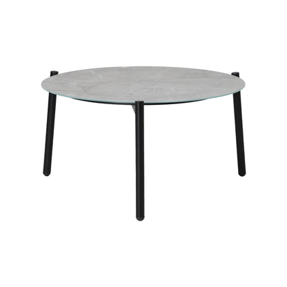 5PCS Outdoor Patio Set with White & Grey Rattan Chairs & 70cm Coffee Table Garden