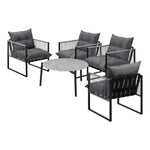 5PCS Outdoor Patio Set Grey & White 70cm Table Cushioned Armchairs