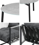 5PCS Outdoor Patio Set Grey & White 70cm Table Cushioned Armchairs