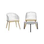 3 Piece Outdoor Patio Set 70cm Table Polyester Chair Rope