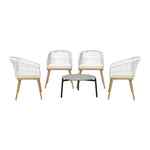 5 Piece Outdoor Patio Set 70cm Table Polyester Chair Rope