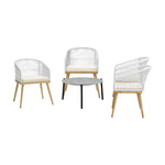 5 Piece Outdoor Patio Set 70cm Table Polyester Chair Rope