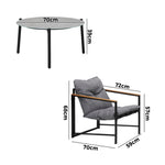 3PC Outdoor Patio Set 70CM Round Table with 2 Armchairs