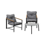 3PC Outdoor Patio Set 70CM Round Table with 2 Armchairs