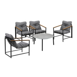 4 Seater Outdoor Patio Set 70CM Round Grey Marble Table