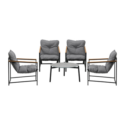 4 Seater Outdoor Patio Set 70CM Round Grey Marble Table