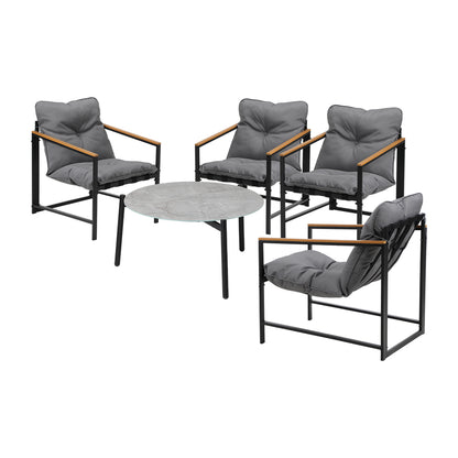 4 Seater Outdoor Patio Set 70CM Round Grey Marble Table