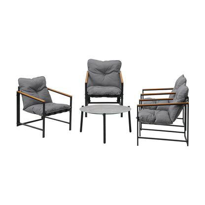 4 Seater Outdoor Patio Set 70CM Round Grey Marble Table