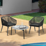 3 Piece Outdoor Patio Set 70cm Table Polyester rope