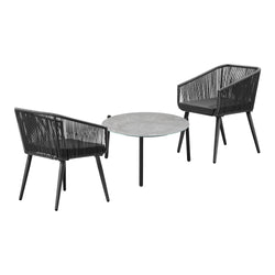 3 Piece Outdoor Patio Set 70cm Table Polyester rope