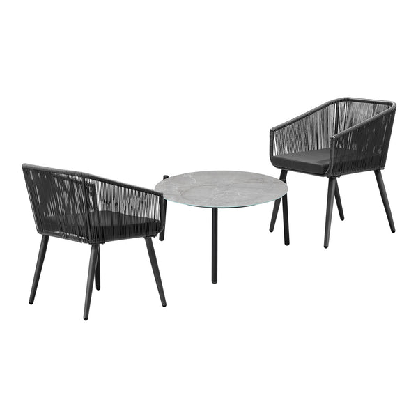  3 Piece Outdoor Patio Set 70cm Table Polyester rope