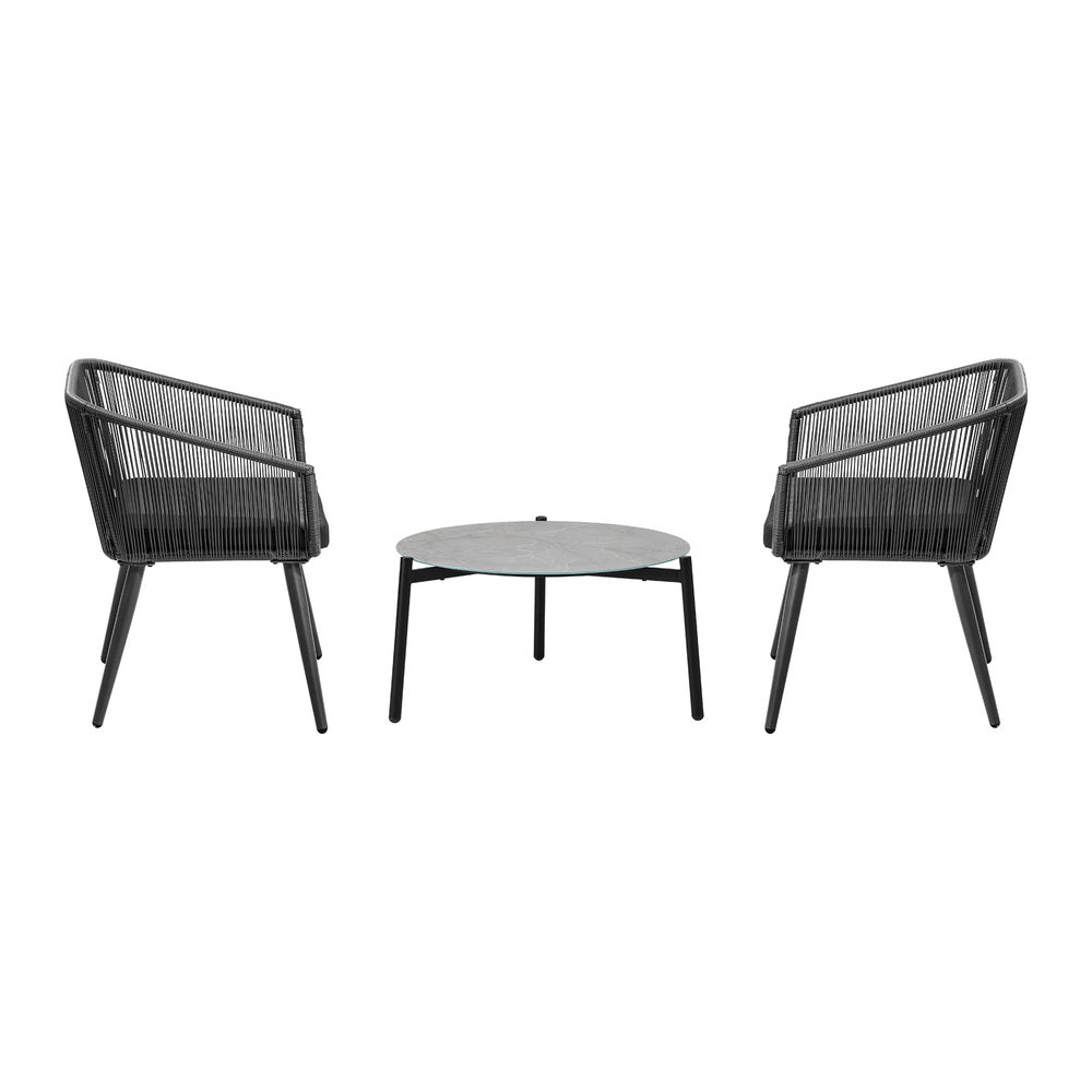 3 Piece Outdoor Patio Set 70cm Table Polyester rope
