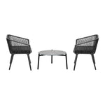 3 Piece Outdoor Patio Set 70cm Table Polyester rope
