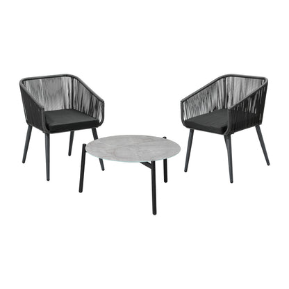 3 Piece Outdoor Patio Set 70cm Table Polyester rope