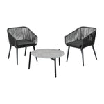 3 Piece Outdoor Patio Set 70cm Table Polyester rope