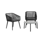 3 Piece Outdoor Patio Set 70cm Table Polyester rope