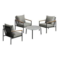 5PCS & 4PCS Outdoor Lounge Set Grey Rattan Chairs with 70cm Coffee Table Patio