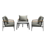 5PCS & 4PCS Outdoor Lounge Set Grey Rattan Chairs with 70cm Coffee Table Patio