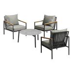 5PCS & 4PCS Outdoor Lounge Set Grey Rattan Chairs with 70cm Coffee Table Patio